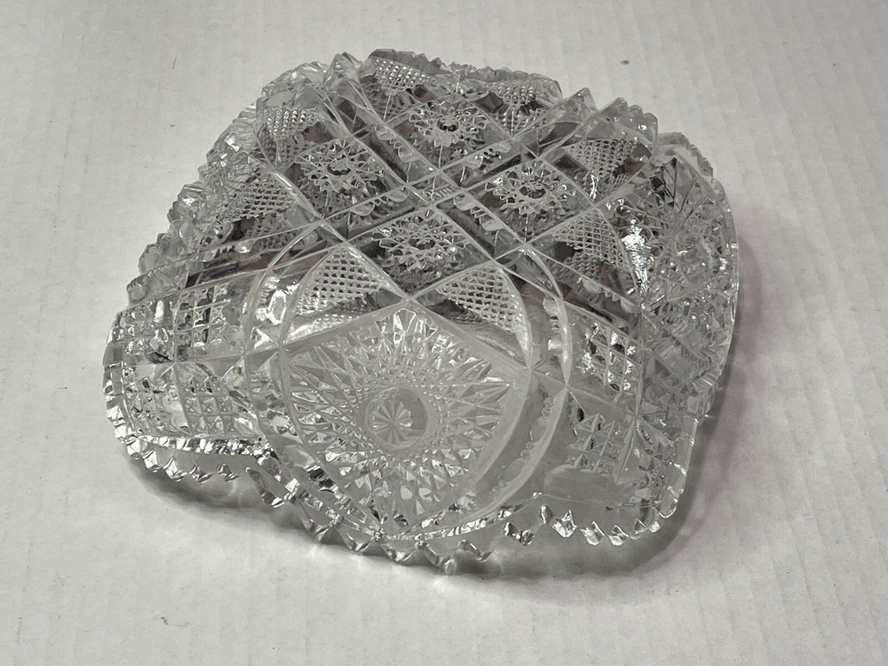 6" Square Bowl NuCut Pressed Glass
