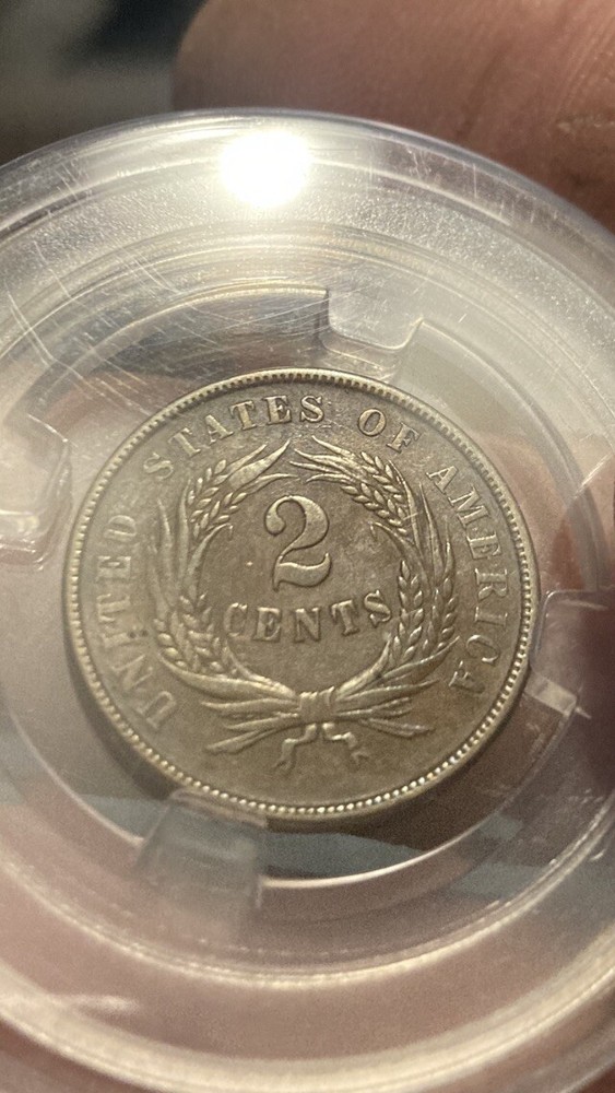 1867 2c Two Cent Piece Full Motto Extra Fine