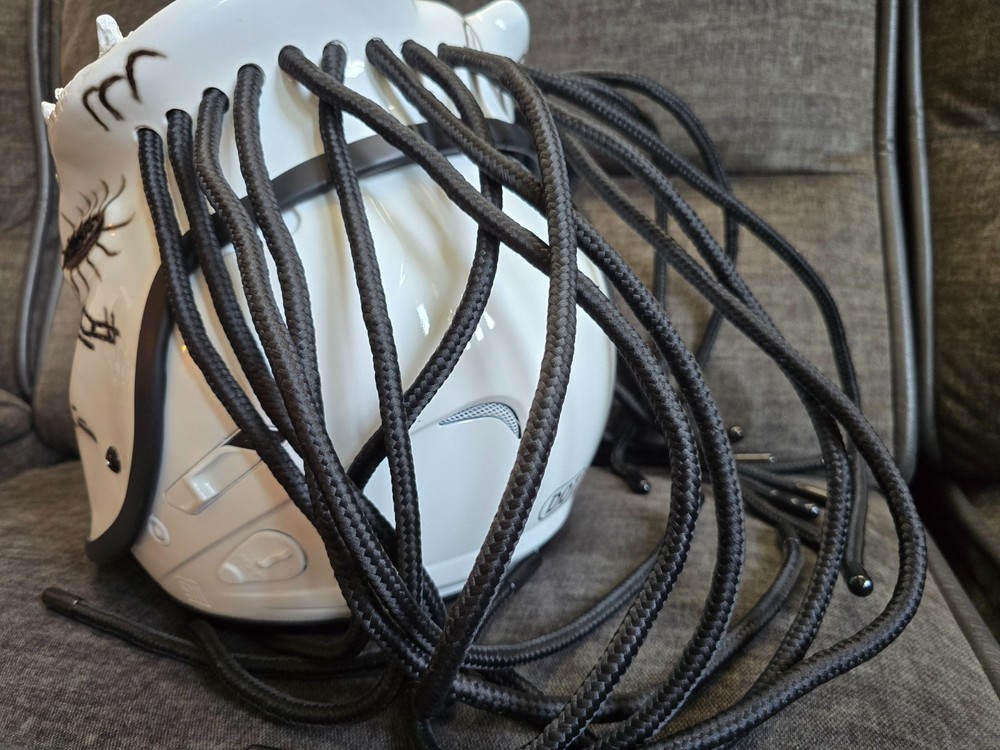 TOP PREDATOR MOTORCYCLE HELMET FIRE STYLE (DOT & ECE CERTIFIED). White, Medium