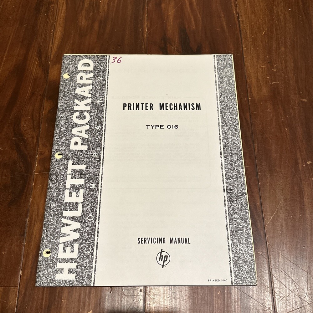HP Type 016 Printer Mechanism Servicing Manual 1960