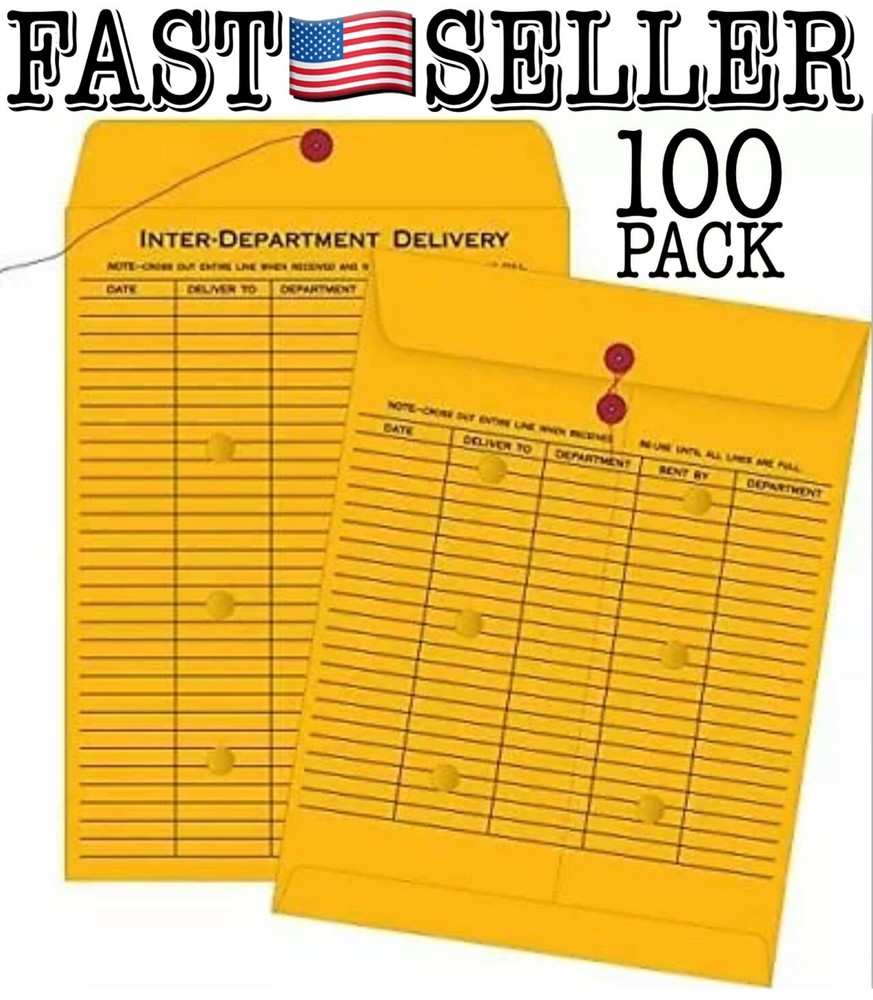 Universal Light Brown Kraft String & Button Interoffice Envelope 10¨x13¨ 100/Box