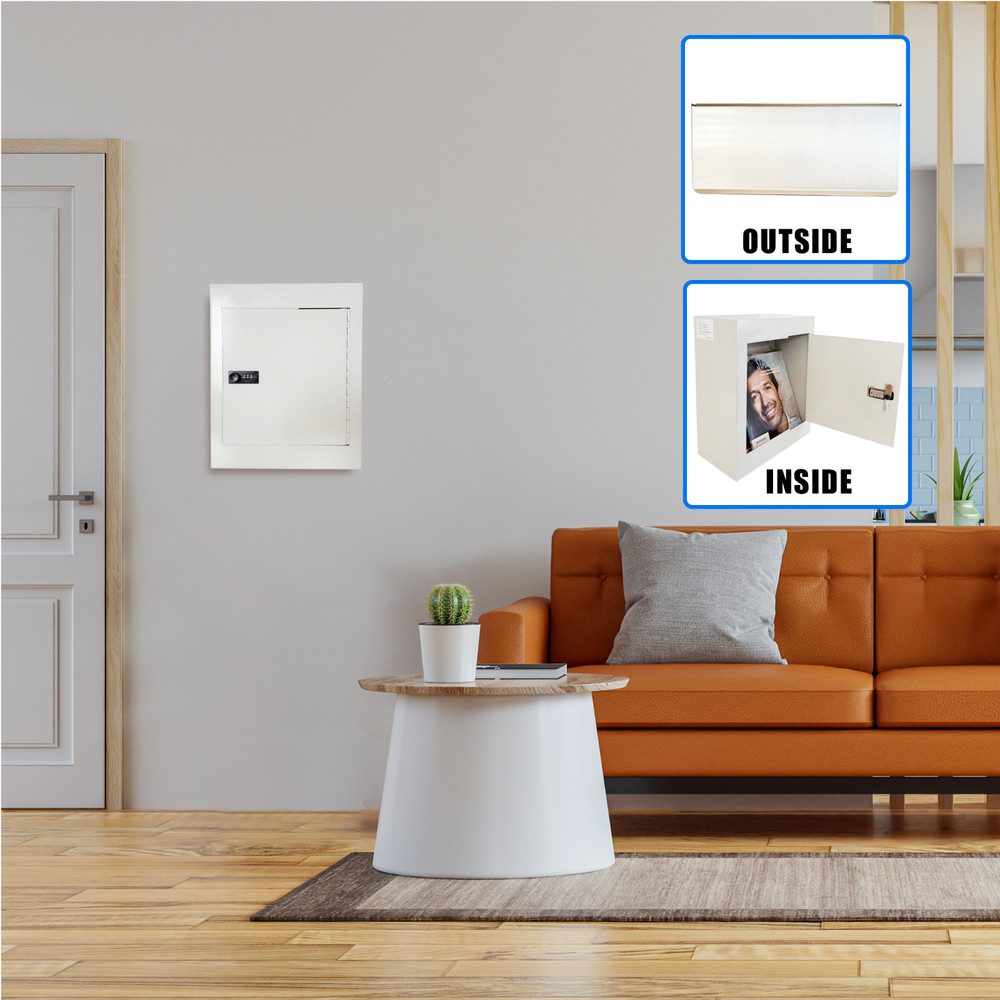 OPEN BOX Rainproof Through the Wall Locking Mailbox with 10'' Adjustable Chute