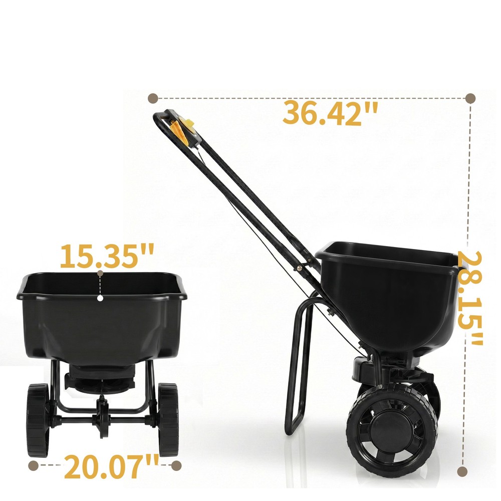 Walk-Behind Push Broadcast Spreader, 70LBS Capacity, 15-Level Adjustment