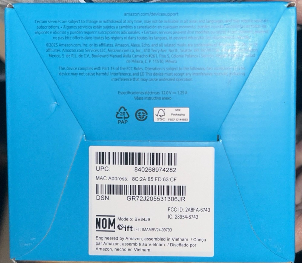 New Amazon Echo Spot Smart Alarm Clock - Ocean Blue