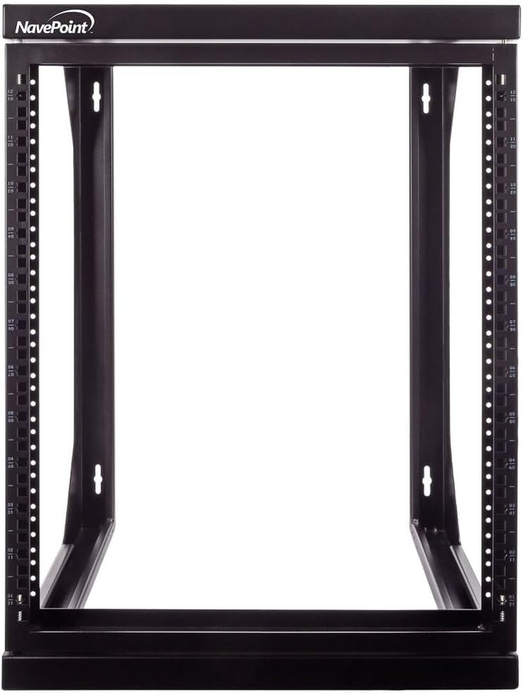 Navepoint 12U Open Frame Server Rack for 19" IT Network Equipment & A/V Devices,