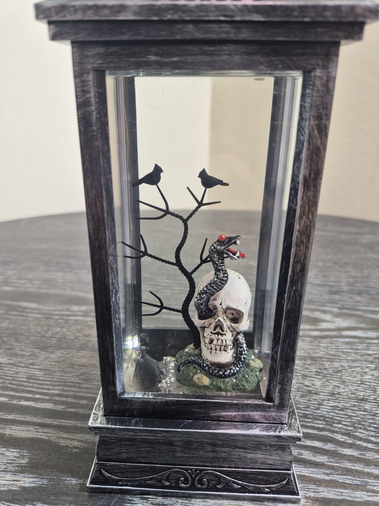 Halloween Skull Snake Lantern Snow Globe Lighted USB Battery Glitter 6H Timer