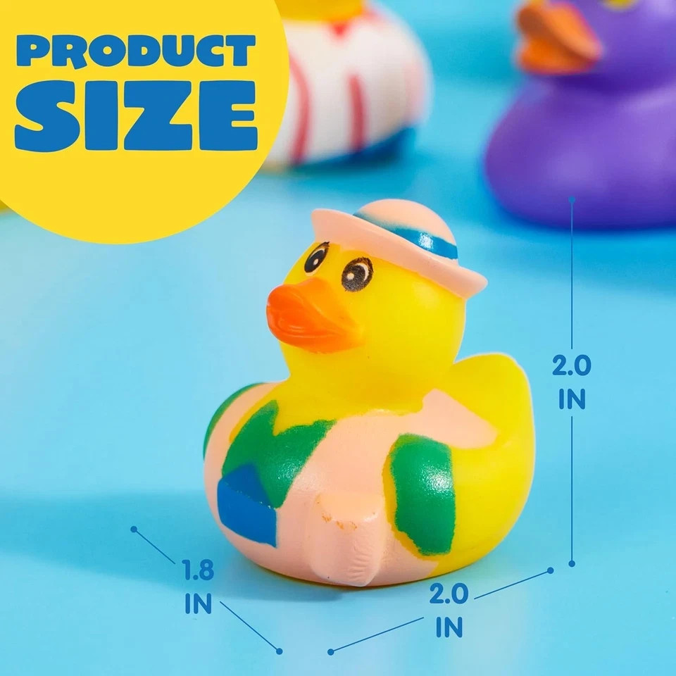 15 Pcs Rubber Ducks, Random Assortment Ducks Bulk with Mesh Carry Bag, Mini Rubb