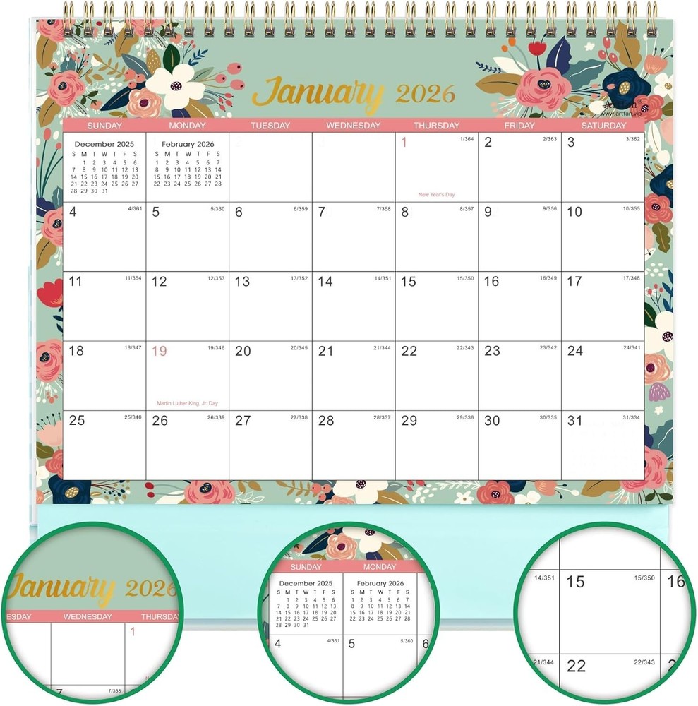 Compact 2026 Monthly Planner - Stylish Floral Design for Efficient Scheduling