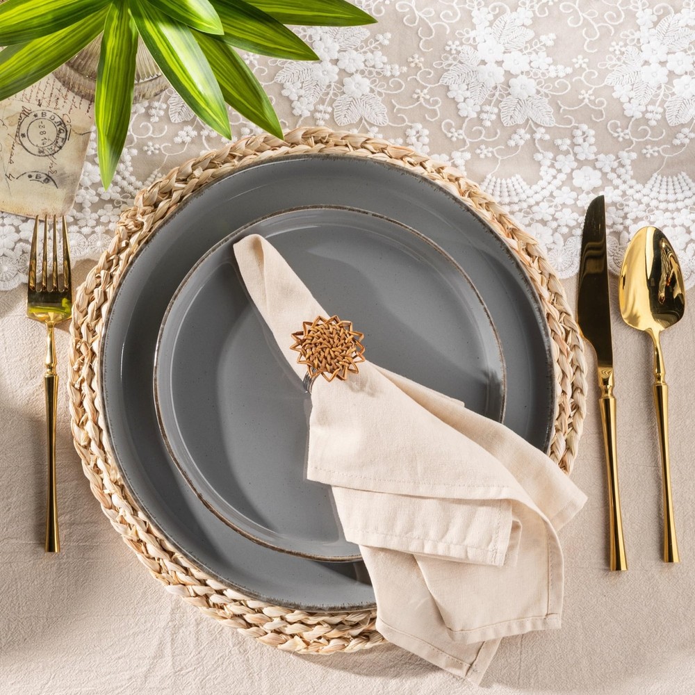 AmorArc Ceramic Dinnerware Sets for 4, 12 Pieces For 4(12Pcs), Limestone