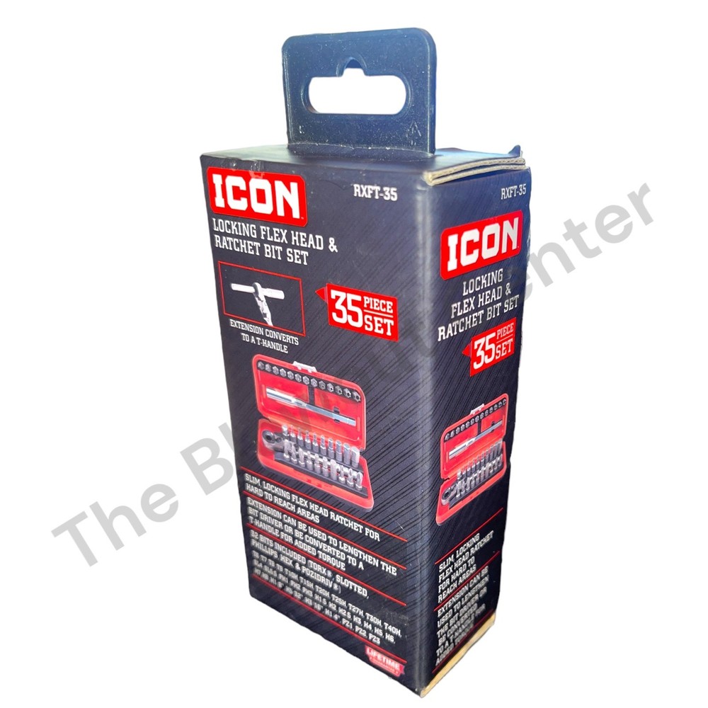 ICON RXFT-35 Locking Flex Head Ratchet Bit Set 35 Piece W/Protective Case