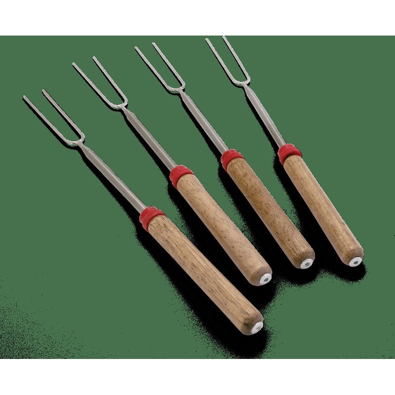 Telescoping Roasting Fork Chrome-Plated Steel Extendable Campfire Cooking 4 Pack