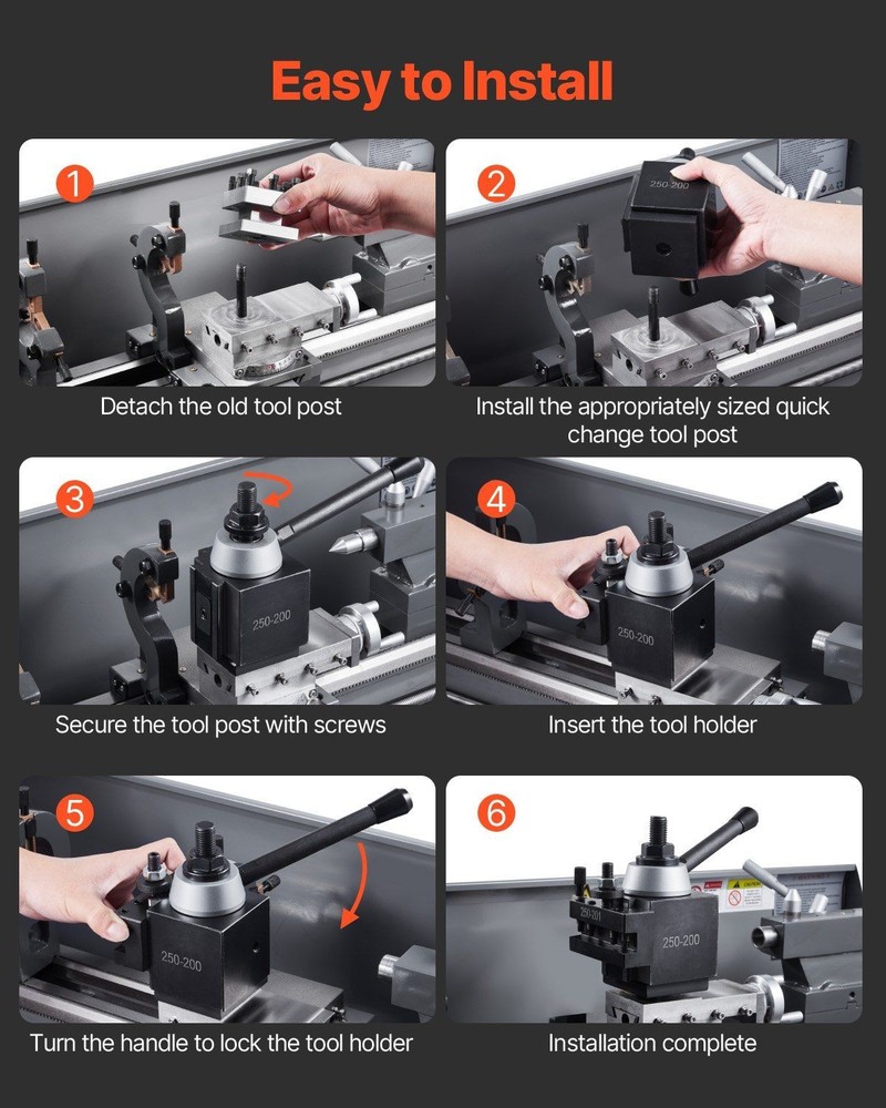 Advanced 8-Piece Wedge Tool Post Set 10-15 In Lathe High Stability