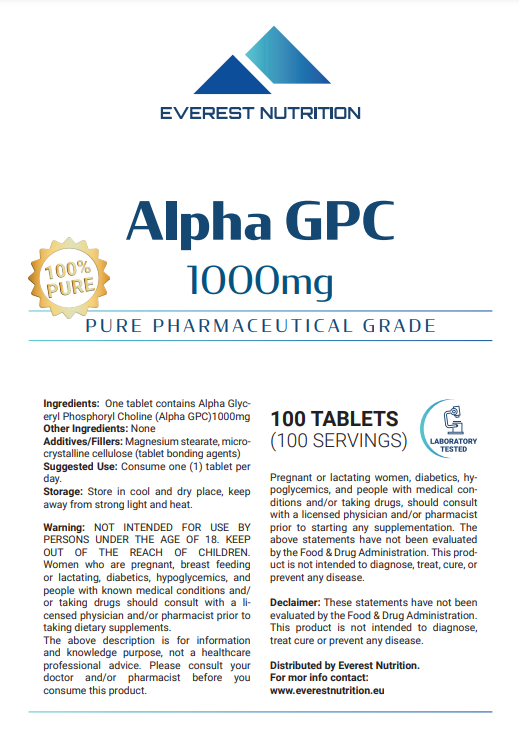 Alpha GPC Tablets 1000mg Acetylcholine Precursor Nervous System Support