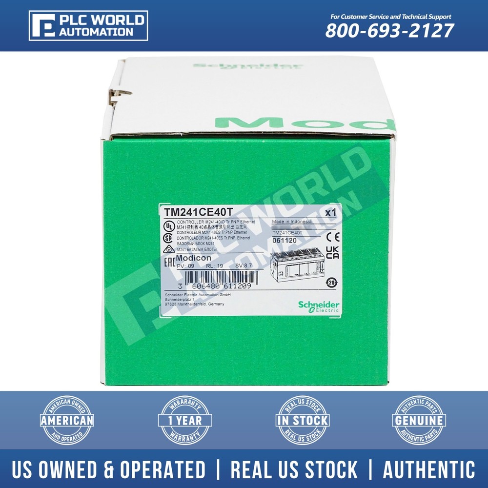 Schneider Electric TM241CE40T Modicon M241, PNP Transistor Outputs, Brand New