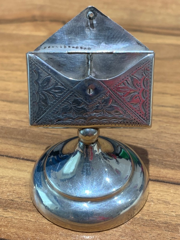 1907 SOLID SILVER ENVELOPE STAMP DOUBLE CASE ON PEDESTAL EX SPINK BLUE EYES