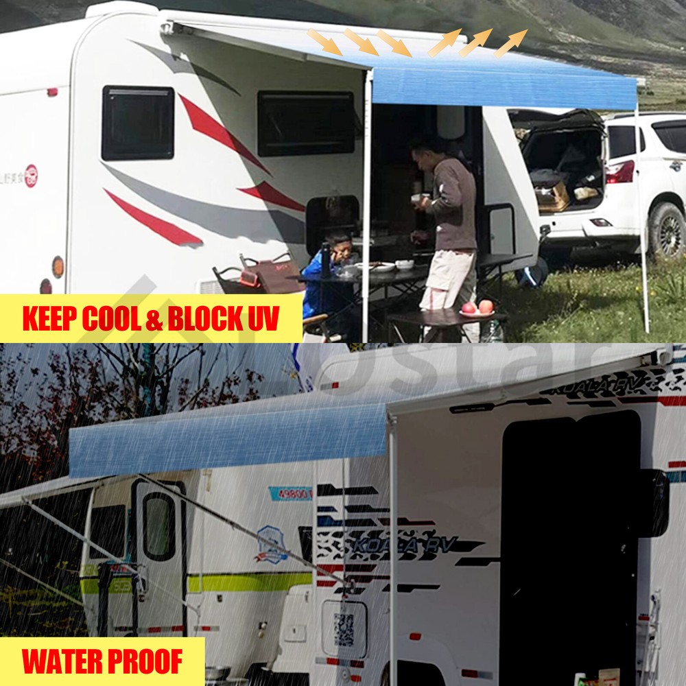RV Awning Fabric (7'1''-18'1'') Camper Awning Replacement Shade Ocean Blue Fade