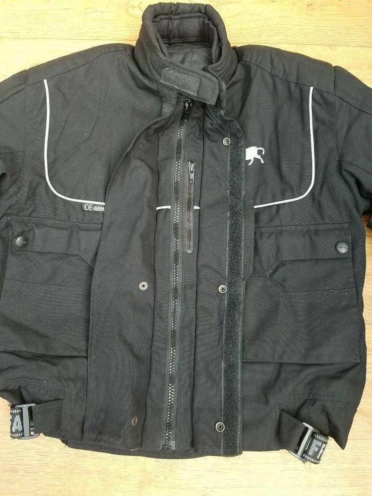 BUFFALO Black Motorcycle Scotchlite Protection Engineered Jacket Coat XXS
