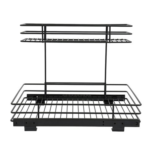 2-Tier Pull-out Cabinet Storage Rack, Sliding Out Storage Rack Under Sink, Black