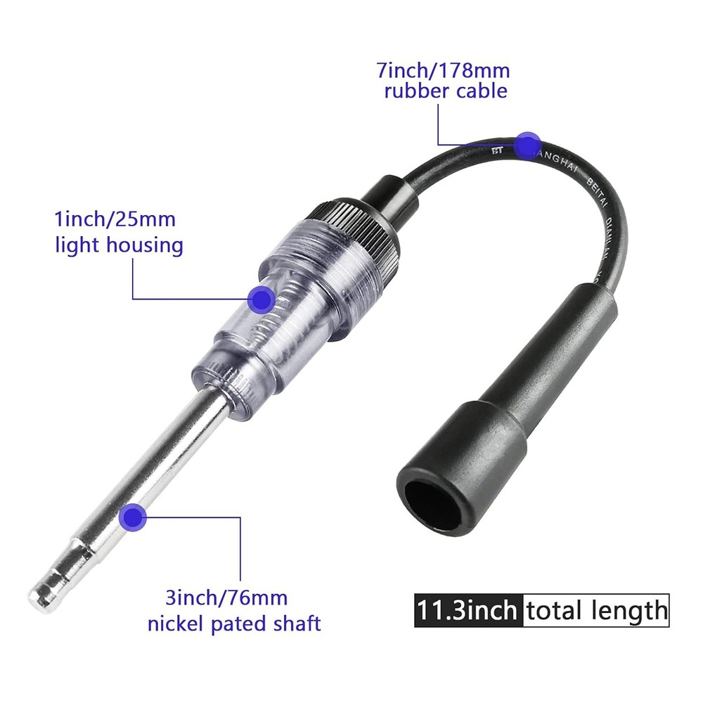 2PCS Spark Plug Tester, Engine Ignition Coil Tester Straight Boot Ignition Test