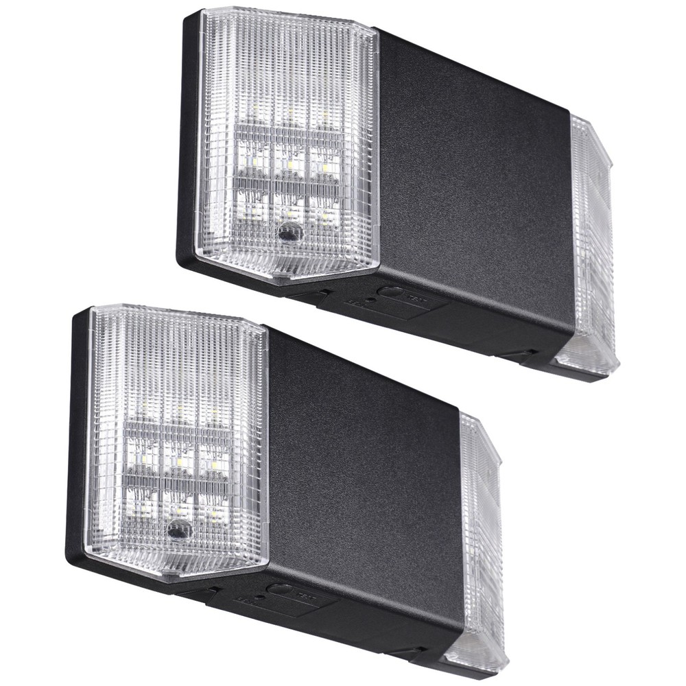 2 Pack LED Commercial Emergency Lights, Battery Backup Exit Light, Black