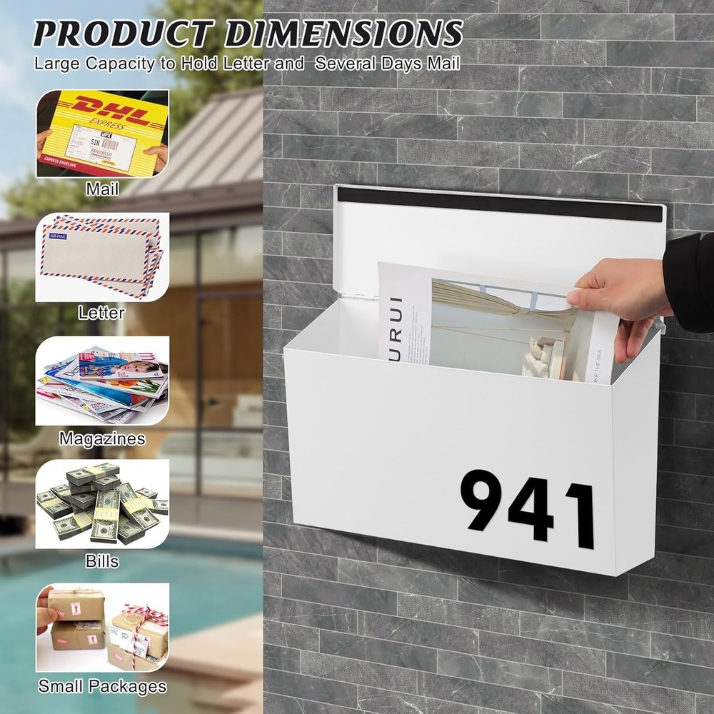 Modern Large Capacity Mailbox - Wall-Mount Rust-Proof Steel, Quick Installation
