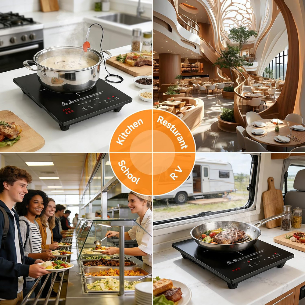 1800W Portable Induction Cooktop with 74 Temp Settings & Timer