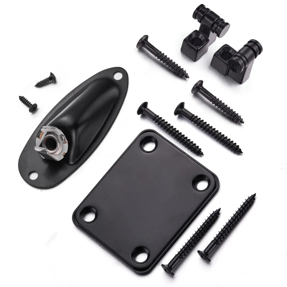 Electric Guitar Roller String Tree Retainer Neck Plate Jack Socket Plate w/Screw