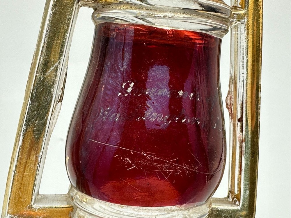 1909 WEST Bros BARN LANTERN Ruby Flash Glass CANDY CONTAINER Antique A&E 427
