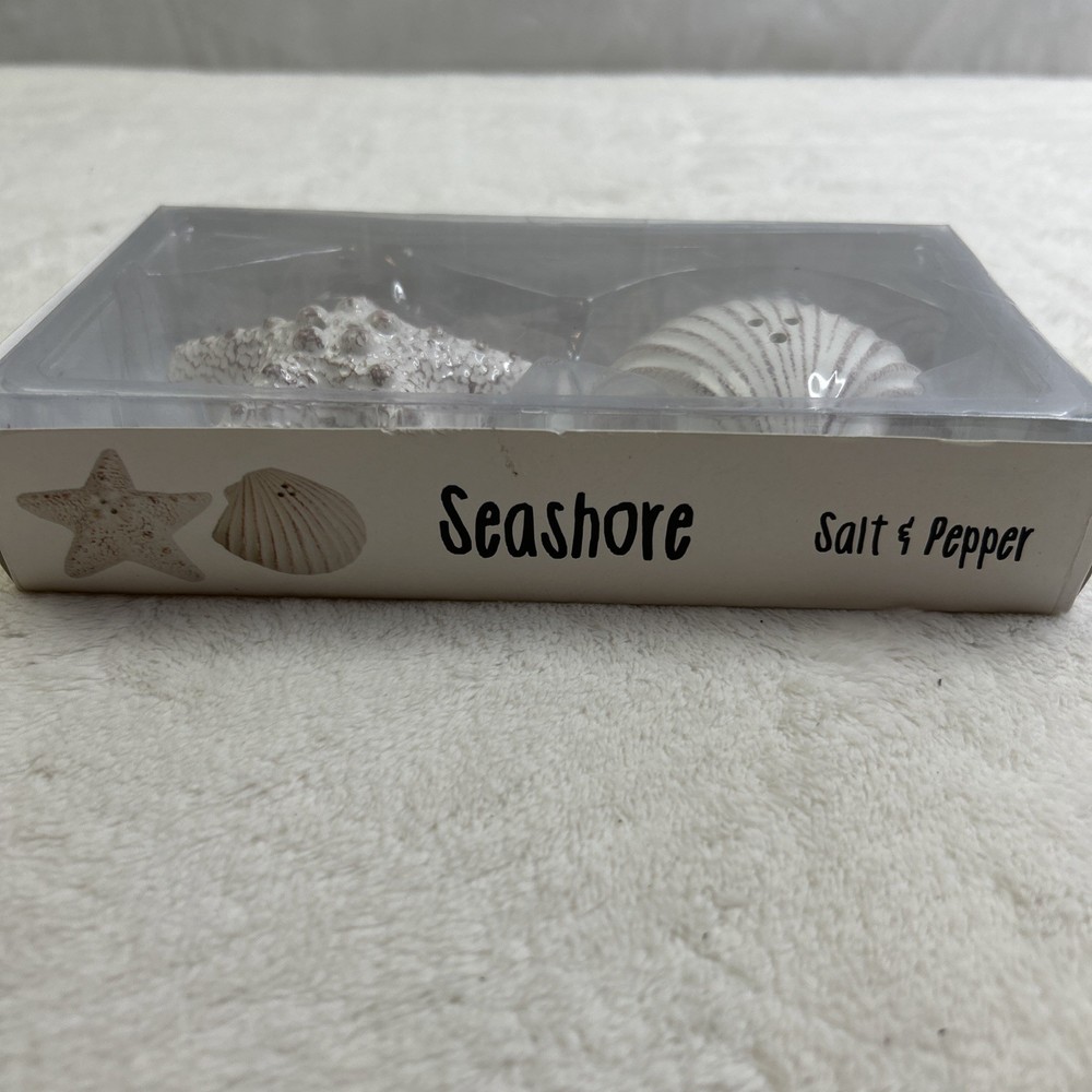 White Seashell Starfish Salt and Pepper Shakers Beach Decor