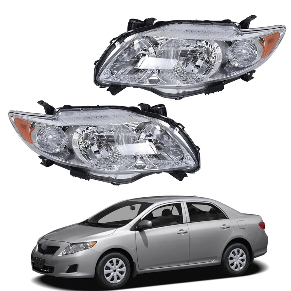 Headlights Assembly Silver Headlamp Replacement for 2009 Chrome,Silver Medium