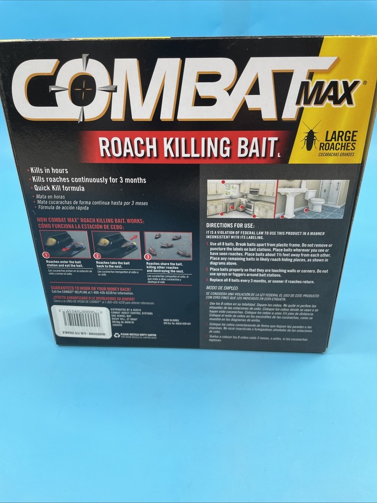 Combat MAX ROACH KILLING BAIT Kills Fast Kills Non-Stop LARGE ROACHES 8 Bait