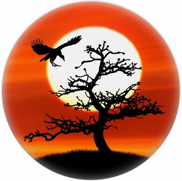 Silhouette Crimson Sunset Cabinet DRAWER Pull KNOB Ceramic