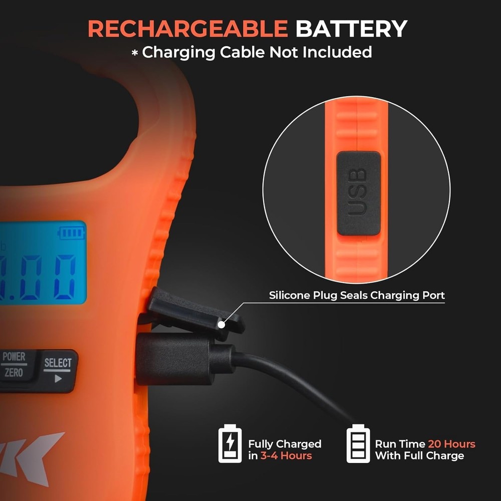 Accurate and Lightweight ToughTide Fishing Scale - Backlit LCD & Memory Function