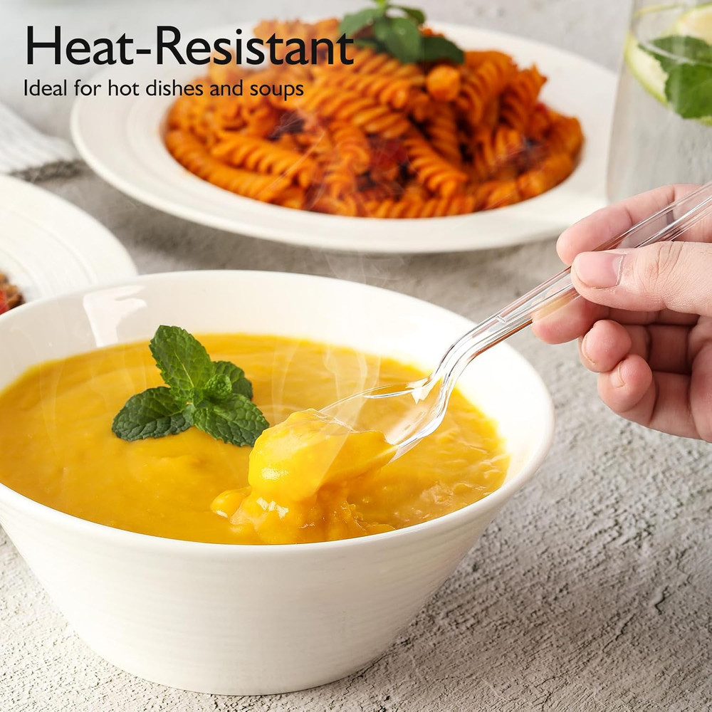 [100 Count] Clear Plastic Spoons Heavy Duty, Premium Disposable Spoons, Durable