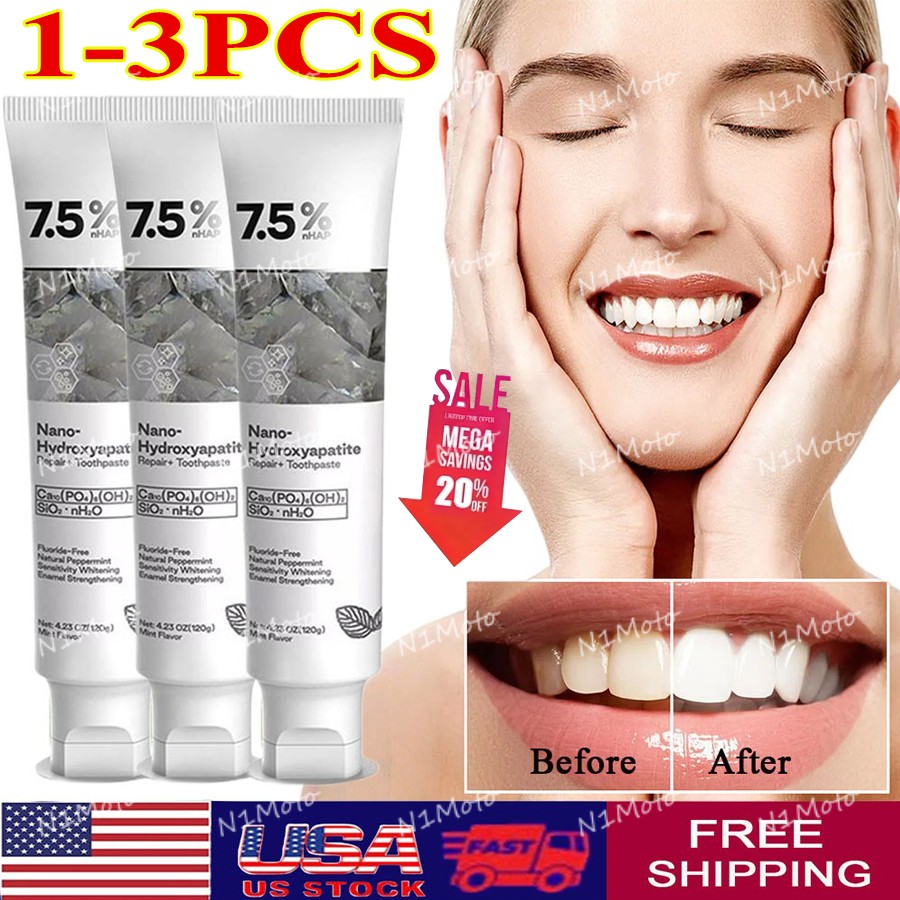 3Pack-7.5% Nano Hydroxyapatite Toothpaste ~USA