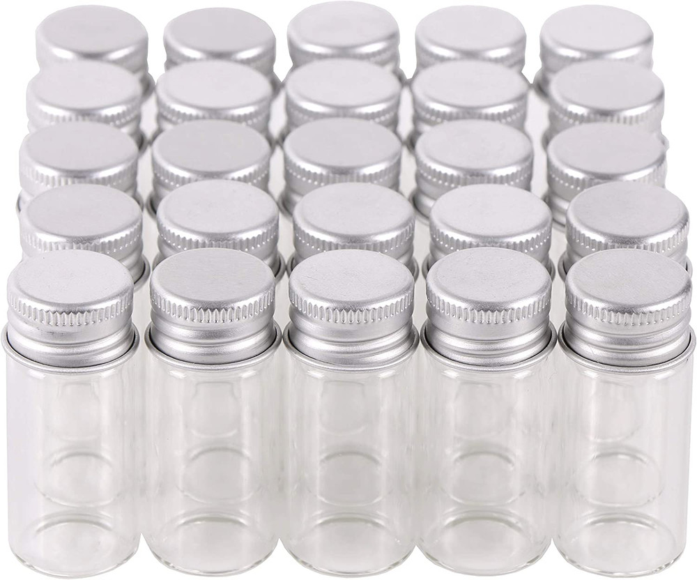 Maxmau 100 10Ml Vials Small Mini Tiny Glass Bottles Clear Empty Jars