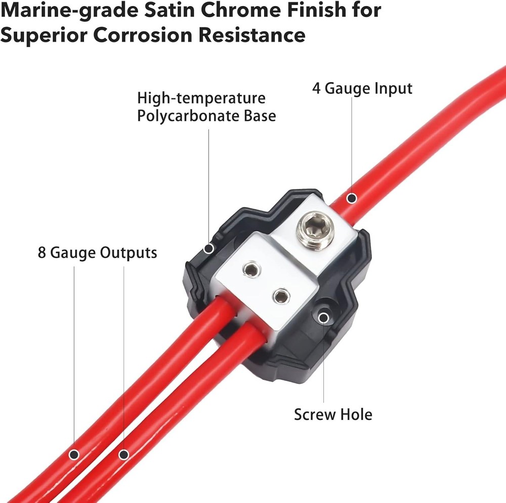Compact 2-Way Power Distribution Ground Block for Multiple Amplifiers - 2 Count