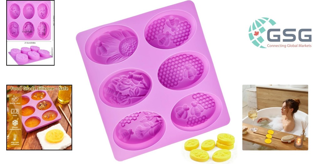 MULTI-PURPOSE SILICONE SOAP AND CRAFT MOLD WITH BEES AND FLOWER PATTERNS