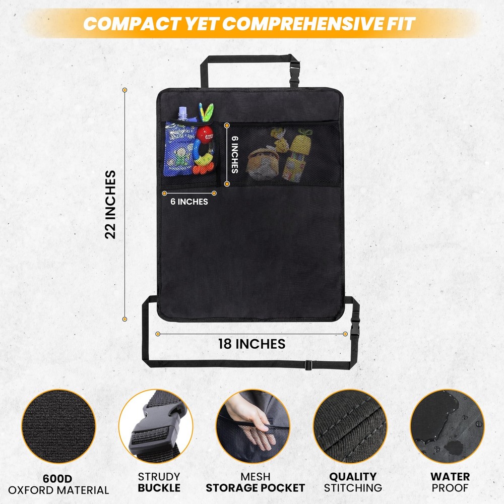 EcoNour 2 Pack Back Seat Protector for Protector, Black 22 Inch