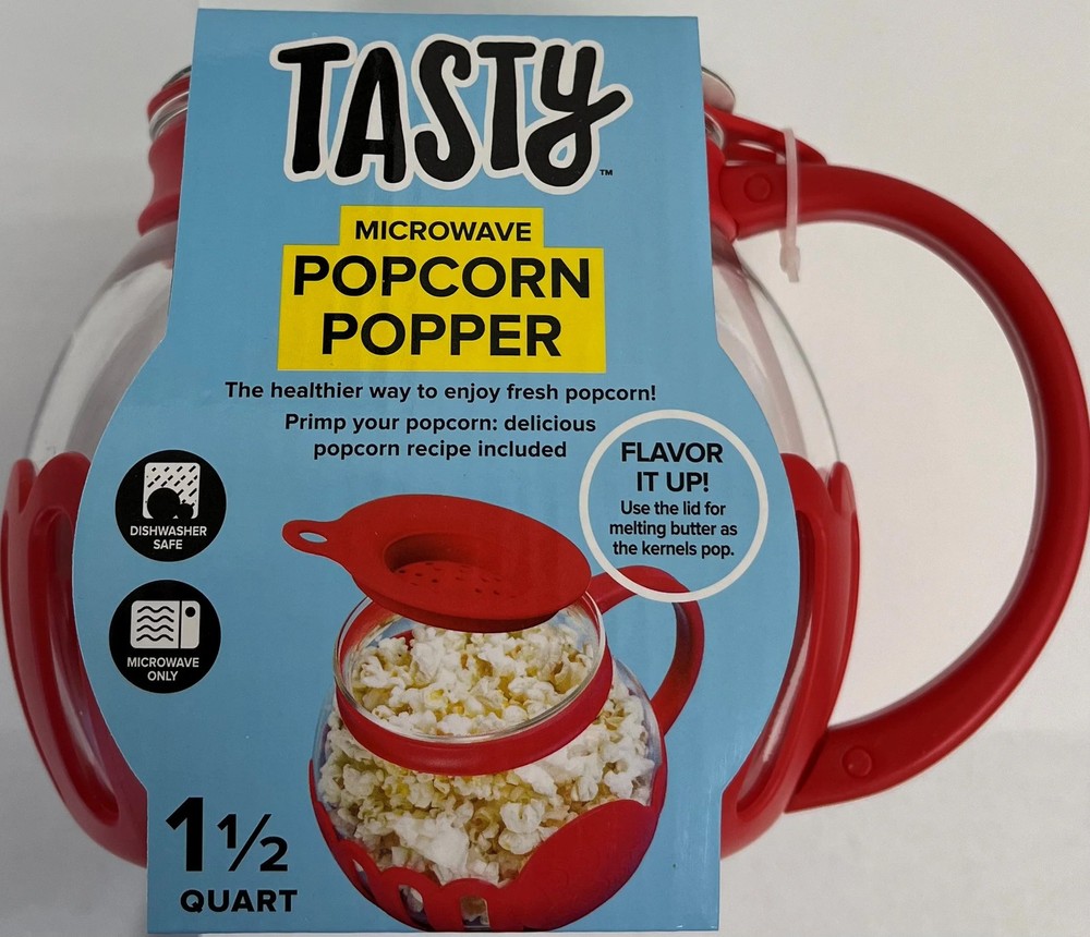 Tasty Microwave Popcorn Maker 1.5 Qt Red
