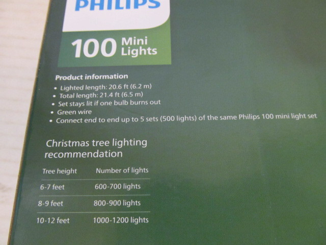 Philips 100 Mini Clear Lights with Green Wire