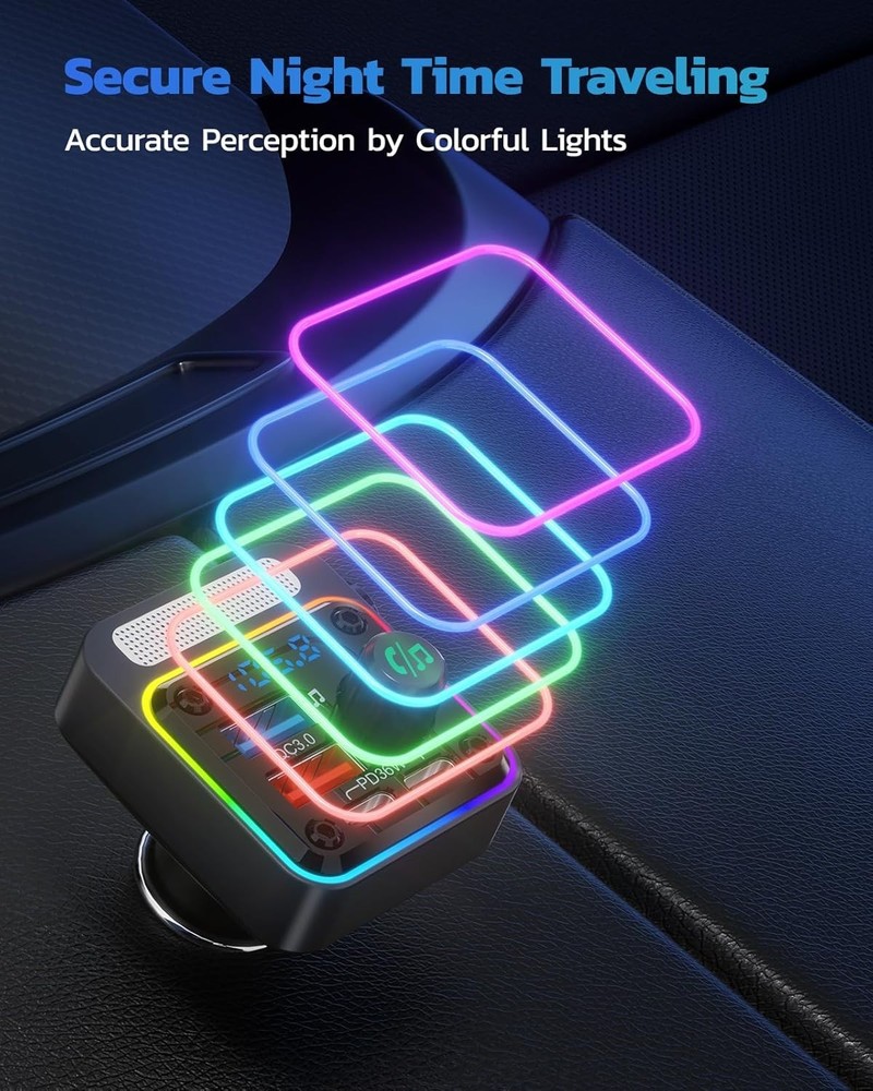 High-Power 54W Bluetooth Adapter with Multi-Color LED & Hands-Free Functionality