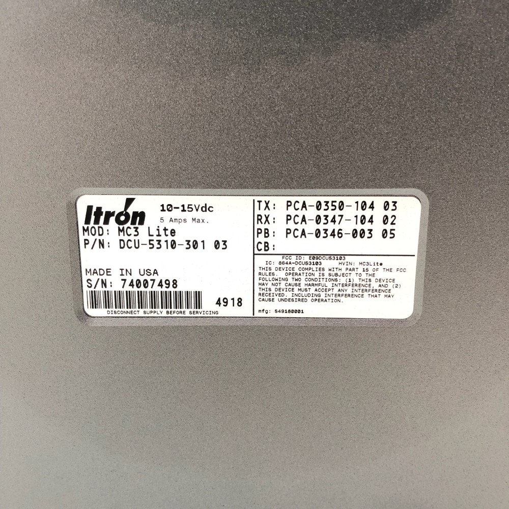 Itron MC3 Lite Mobile Data Collection System for Utility Automated Meter Reading