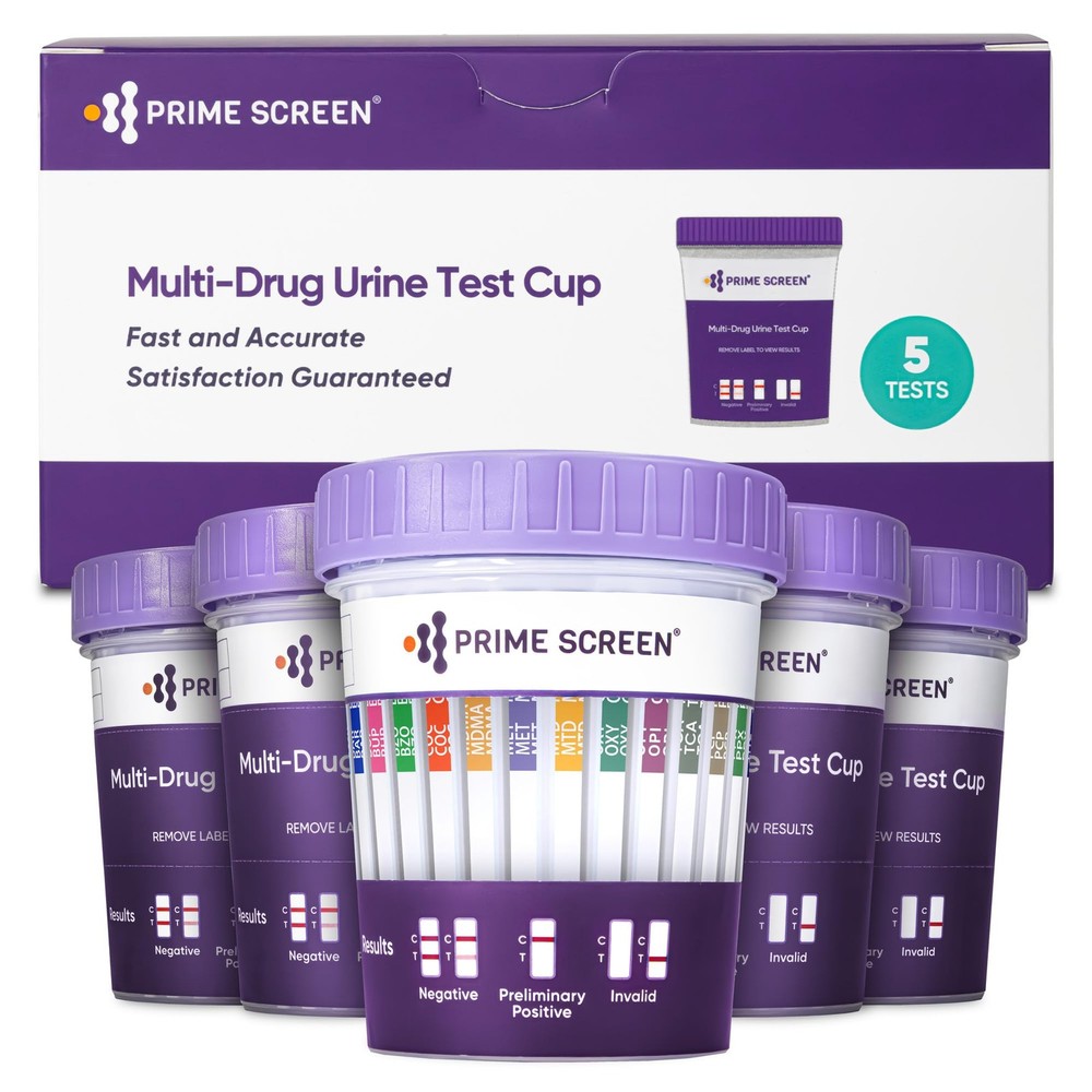 [5 pack] Prime Screen 14 Panel Urine Drug Test Cup - Instant Testing Marijuana (