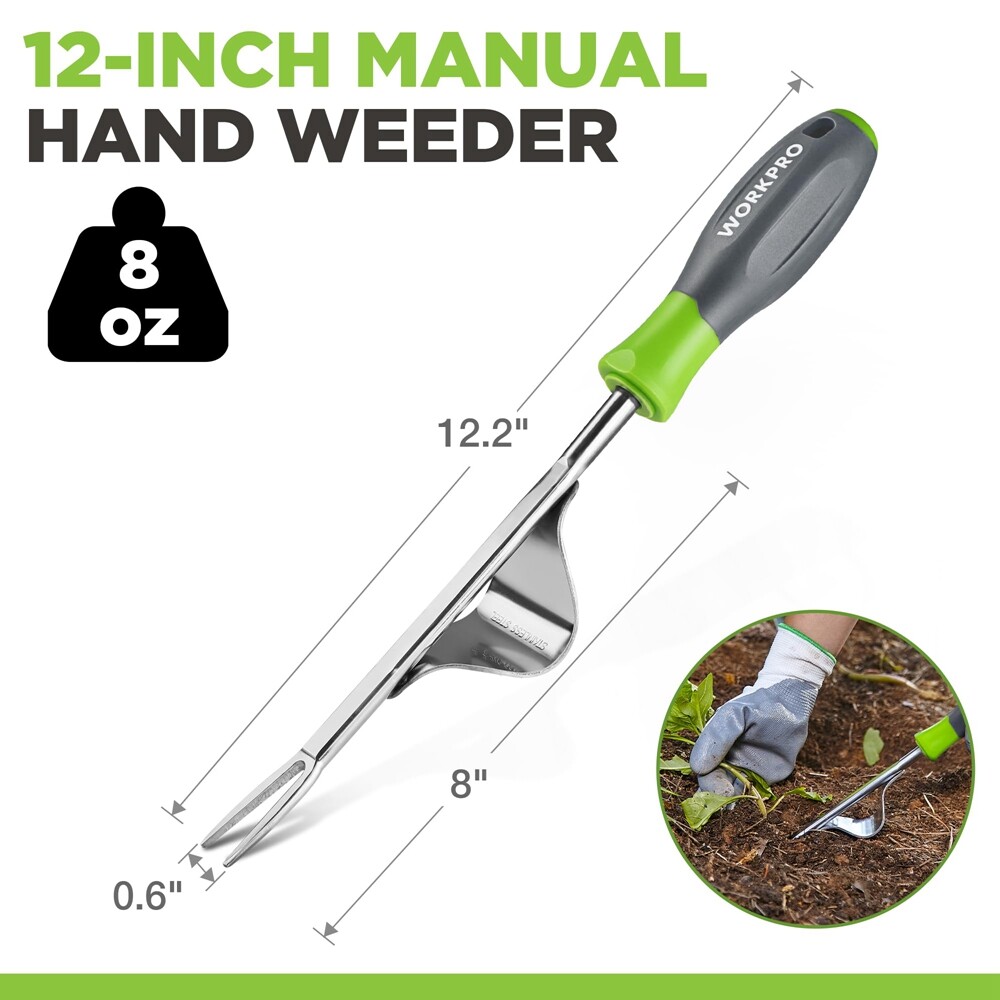 WORKPRO Weed Puller Tool Leverage Base V-Shaped Forks Root Digging Weeds Removal