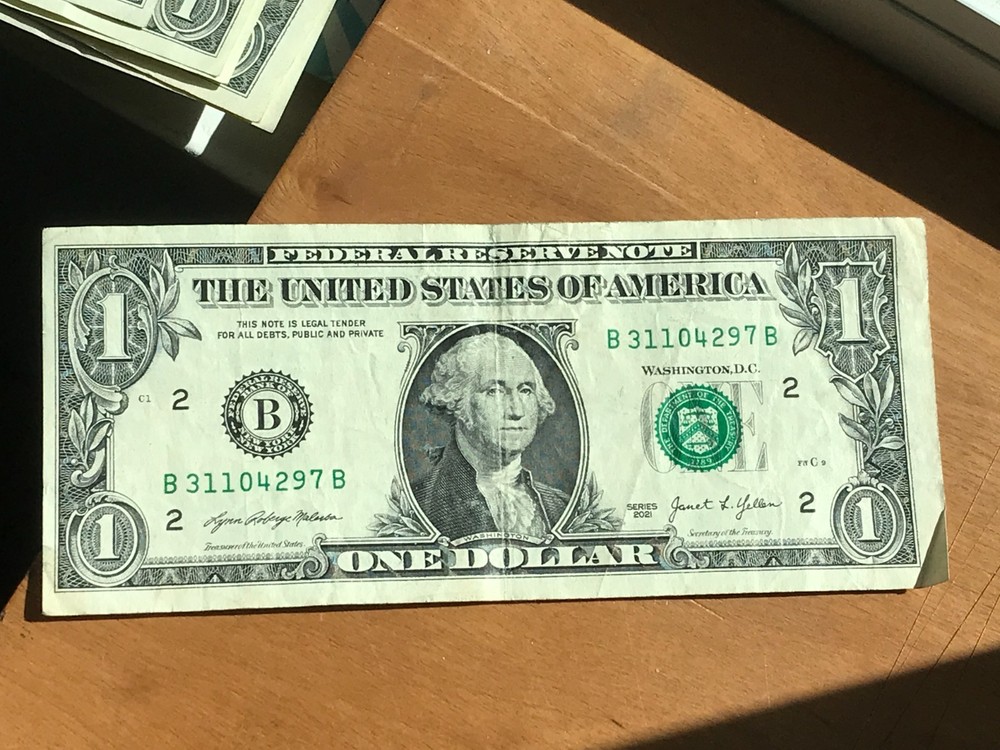 2021  1 Dollar Bill  Miscut/Misaligned  ERROR note