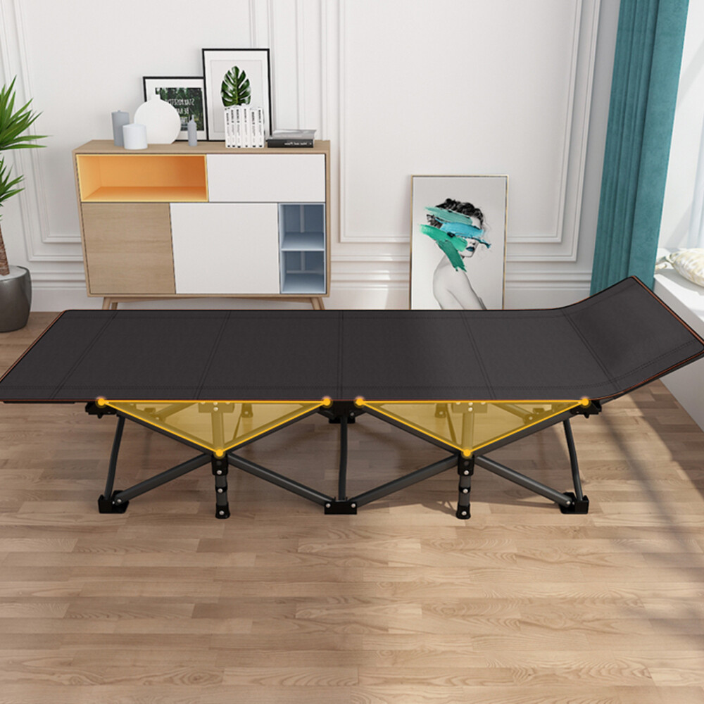 Folding Cot Camping Foldable Bed Sleeping Cot For Office Folding Bed Black Gray