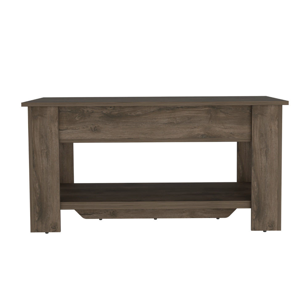 Austin Storage Table, One Extendable Table Shelf, Four Legs, Lower Shelf -Dark