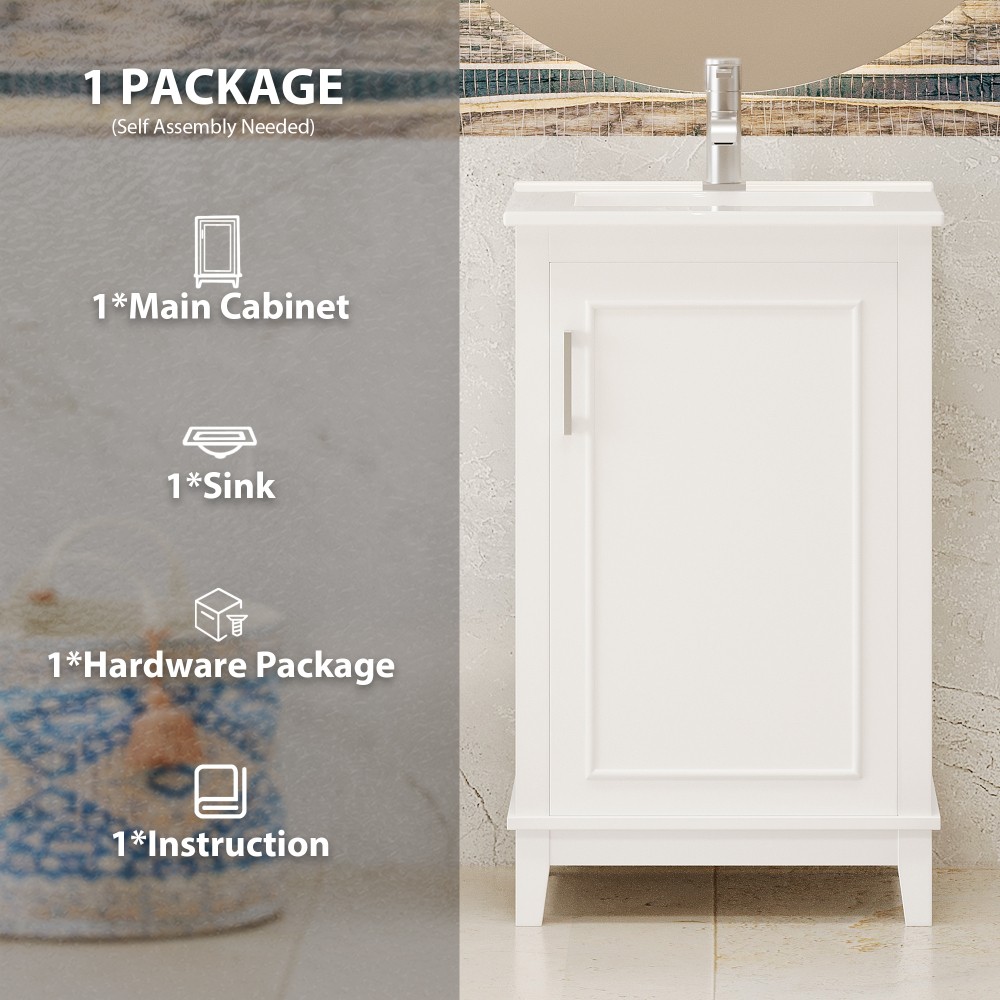 Small Bathroom Vanity Cabinet W Ceramic Basin Ample Storage