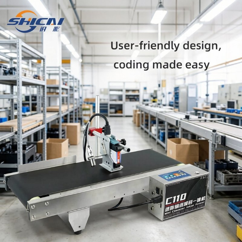 C110 Mini Conveyor Inkjet Printer for Food Packaging Date Coding